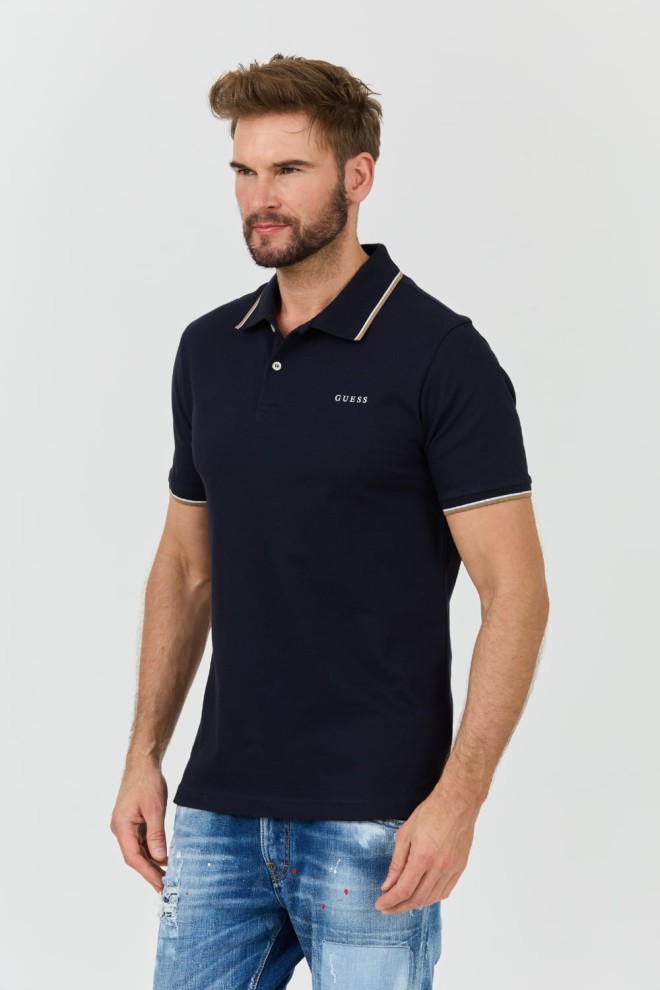 GUESS Polo Lyle albastru marin pentru bărbați