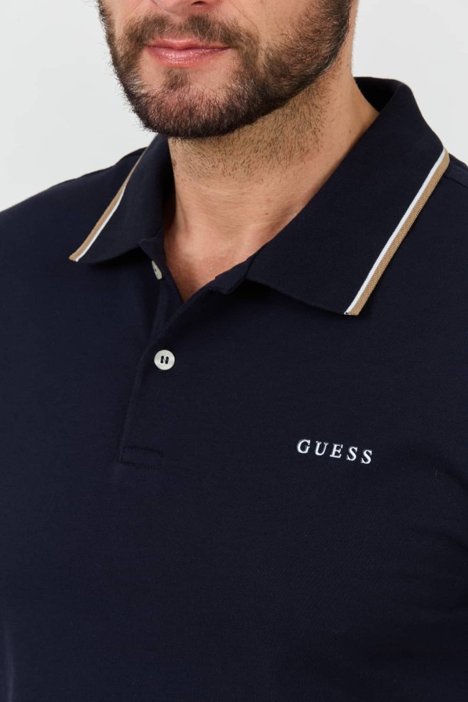 GUESS Polo Lyle albastru marin pentru bărbați