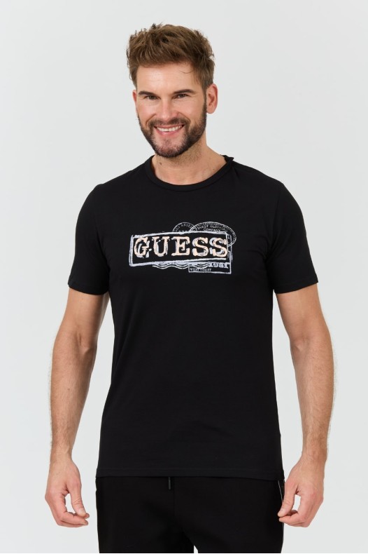 GUESS Czarny t-shirt Box Logo