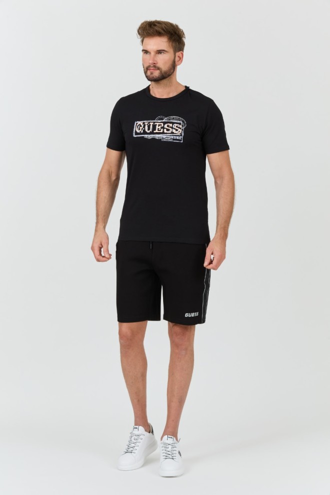 GUESS Tricou Box Logo negru pentru bărbați