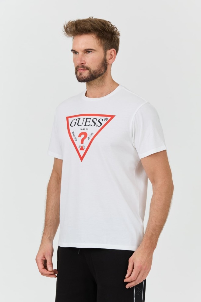 GUESS White t-shirt with large Clsc Tri Logo