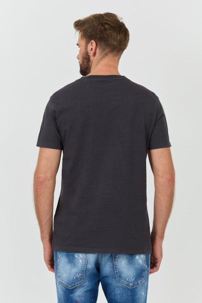 GUESS Tricou bărbătesc gri din bumbac japonez Ideog