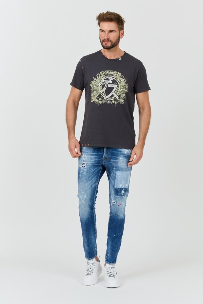 GUESS Szary t-shirt Japanese Ideog