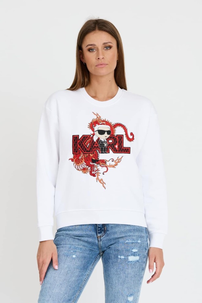 KARL LAGERFELD White iconic linen sweatshirt