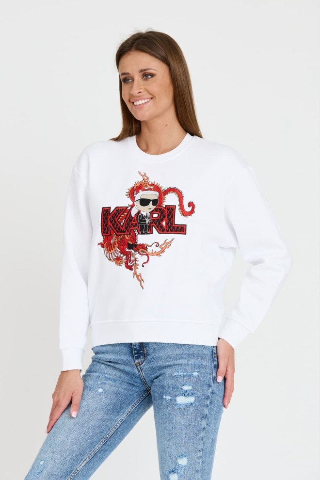 KARL LAGERFELD White iconic linen sweatshirt