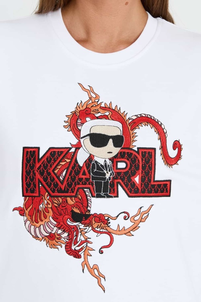 KARL LAGERFELD Білий культовий лляний світшот