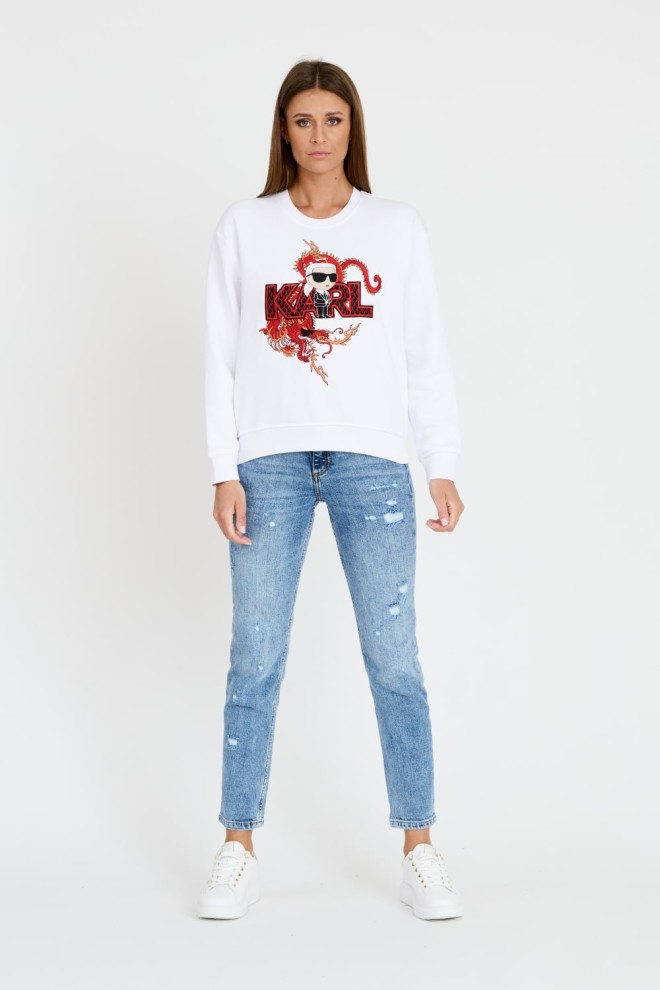 KARL LAGERFELD White iconic linen sweatshirt