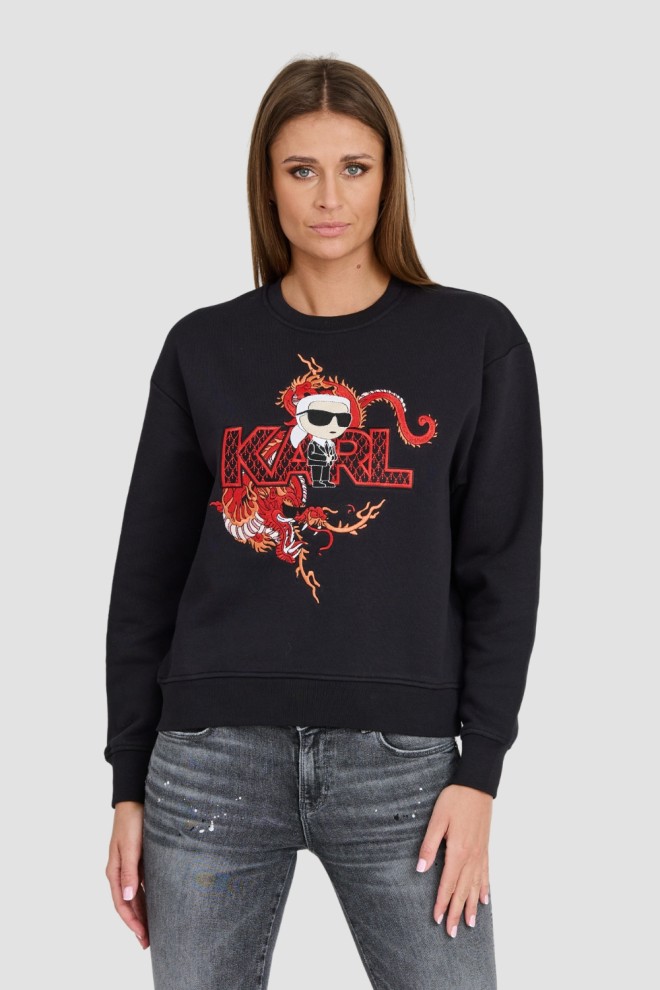 KARL LAGERFELD Black iconic linen sweatshirt