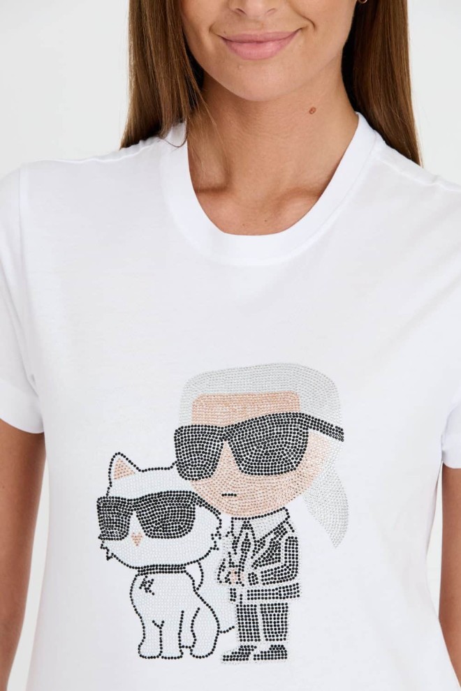 KARL LAGERFELD Biały t-shirt Ikonik 2.0