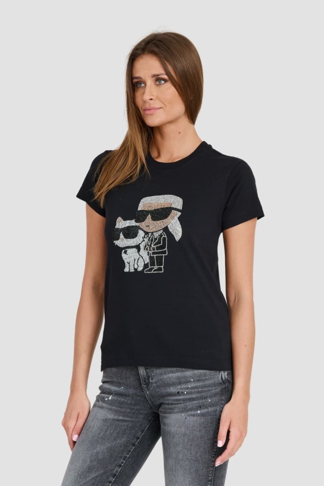 KARL LAGERFELD Tricou negru pentru femei Ikonik 2.0