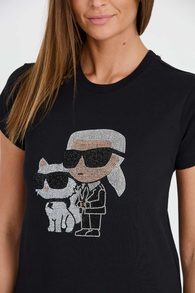 KARL LAGERFELD Tricou negru pentru femei Ikonik 2.0