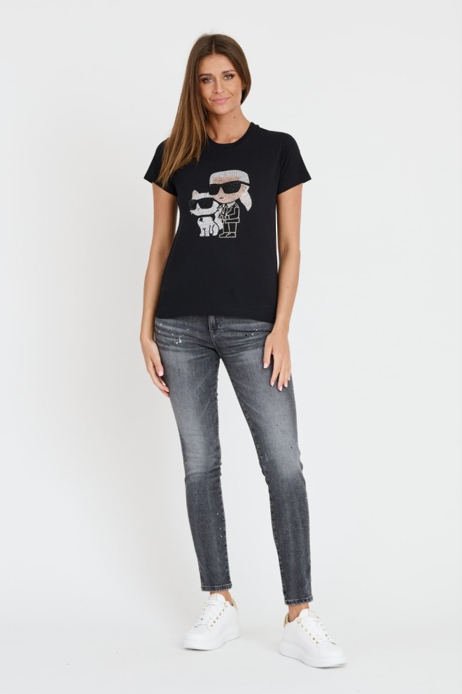 KARL LAGERFELD Czarny t-shirt Ikonik 2.0