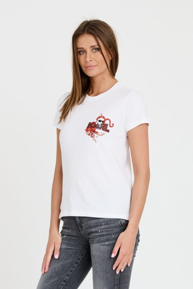 KARL LAGERFELD White iconic linen t-shirt