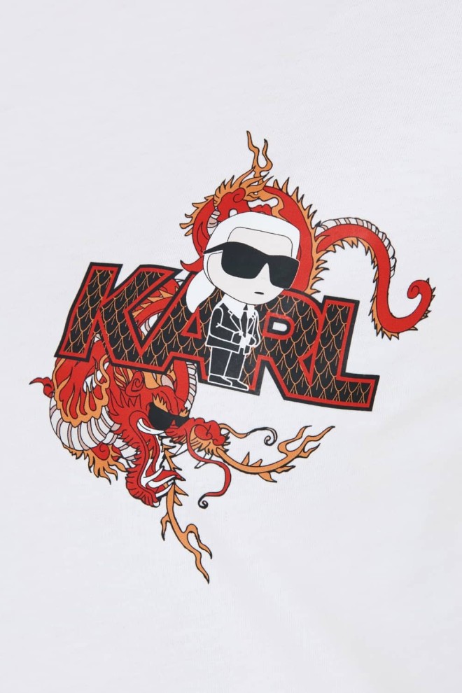 KARL LAGERFELD Biały t-shirt ikonik lny