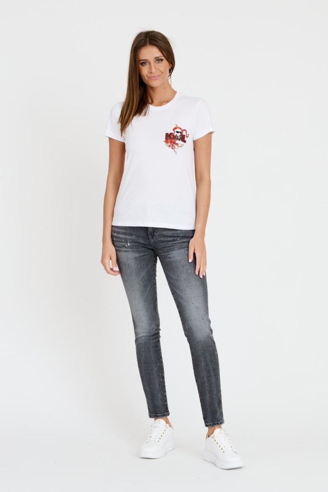 KARL LAGERFELD White iconic linen t-shirt