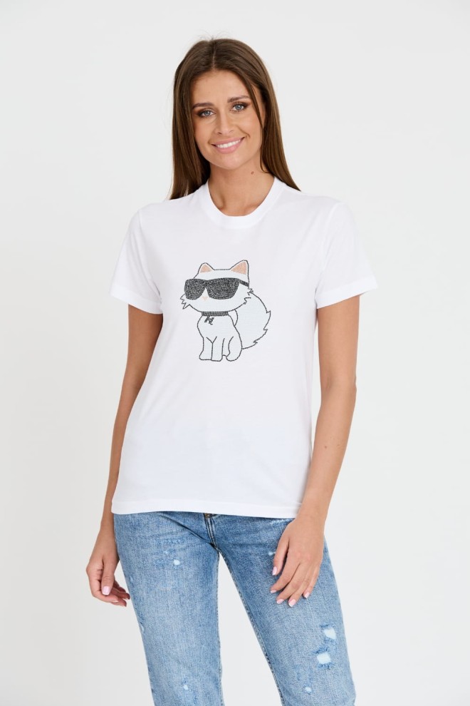 KARL LAGERFELD Biały t-shirt Ikonik 2.0