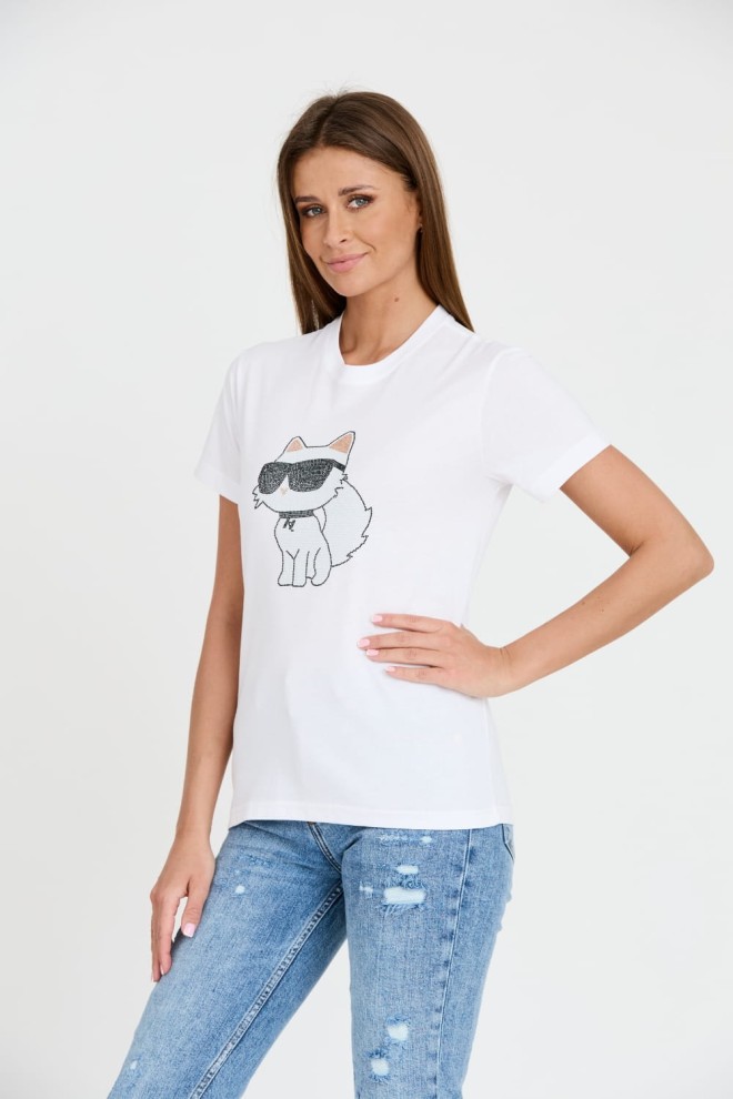 KARL LAGERFELD Biały t-shirt Ikonik 2.0