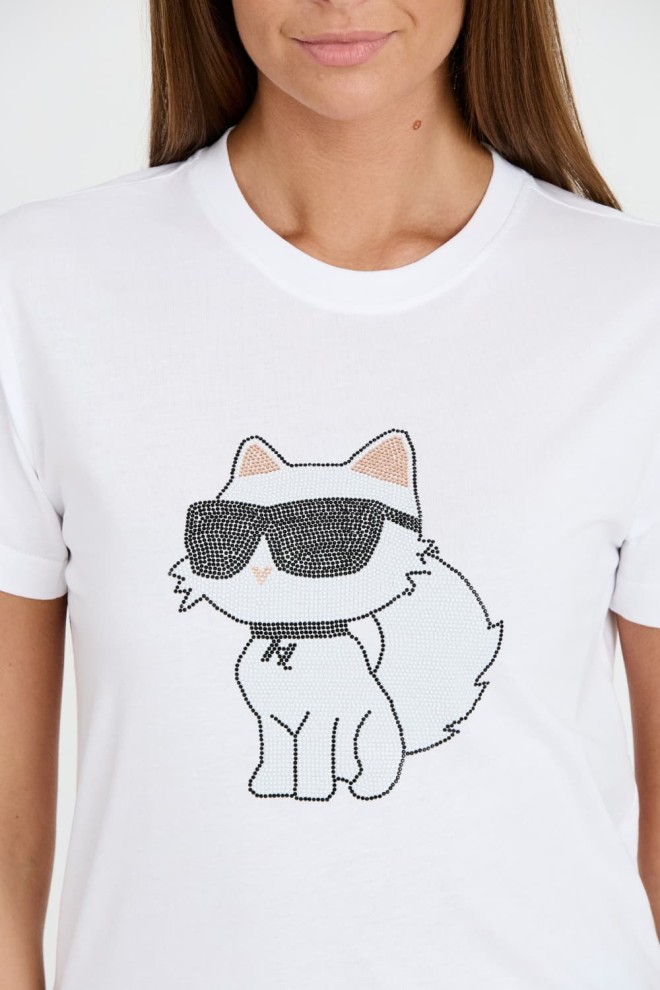 KARL LAGERFELD Biały t-shirt Ikonik 2.0