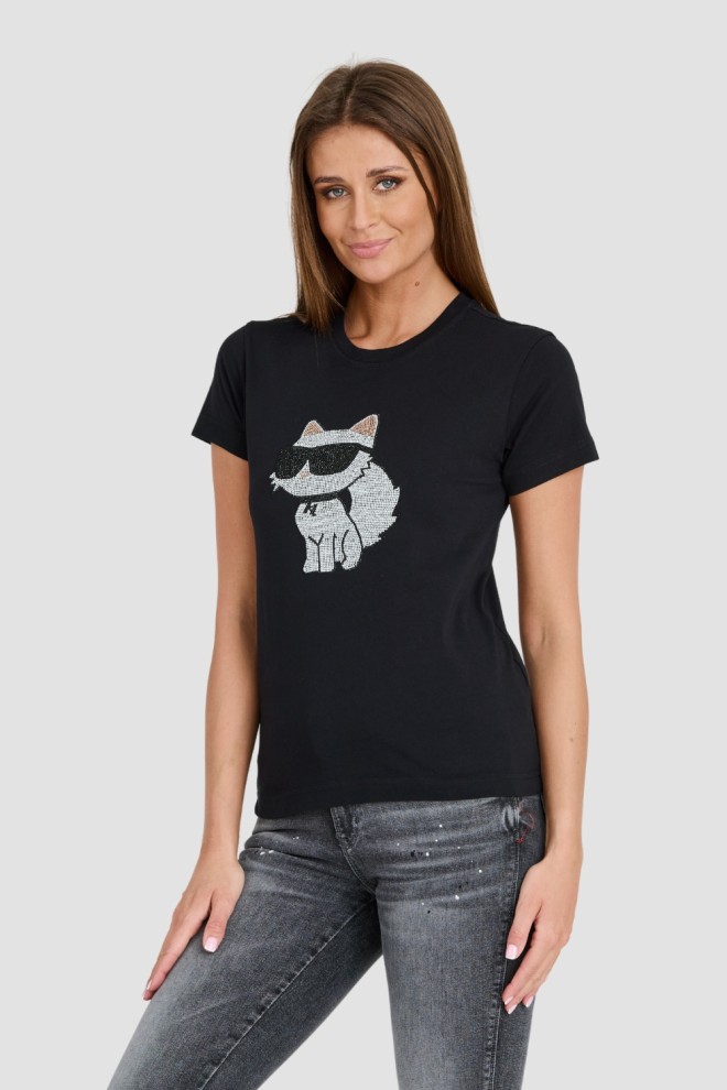 KARL LAGERFELD Czarny t-shirt Ikonik 2.0