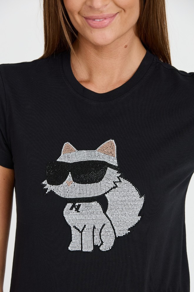 KARL LAGERFELD Tricou negru pentru femei Ikonik 2.0