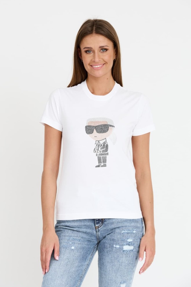 KARL LAGERFELD Biały t-shirt Ikonik 2.0