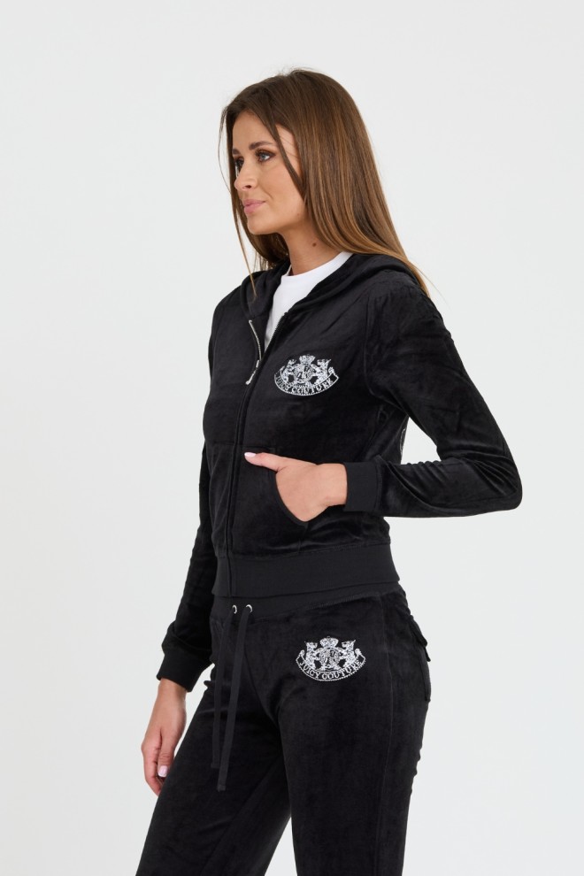 JUICY COUTURE Black Heritage Dog Crest Robyn Hoodie