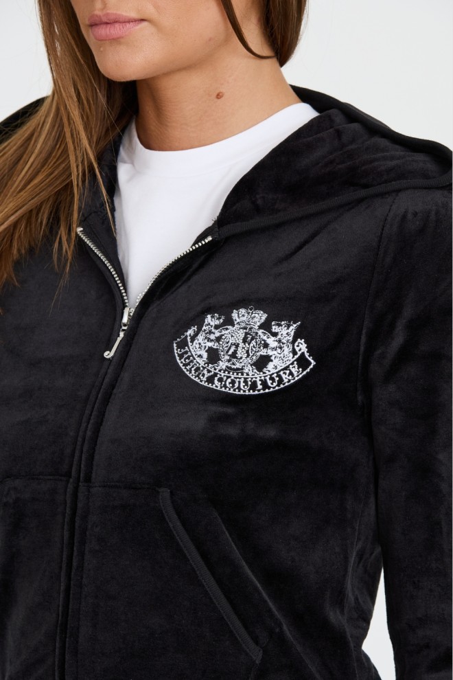 JUICY COUTURE Black Heritage Dog Crest Robyn Hoodie