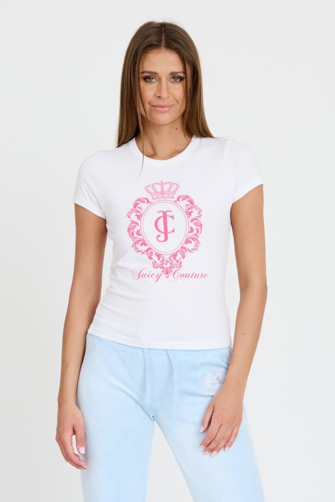 JUICY COUTURE Tricoul Heritage Crest Fitted alb pentru femei
