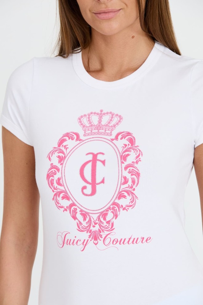 JUICY COUTURE Tricoul Heritage Crest Fitted alb pentru femei