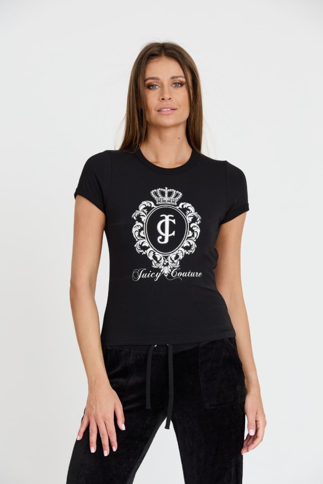 JUICY COUTURE Black Heritage Crest Fitted T-shirt