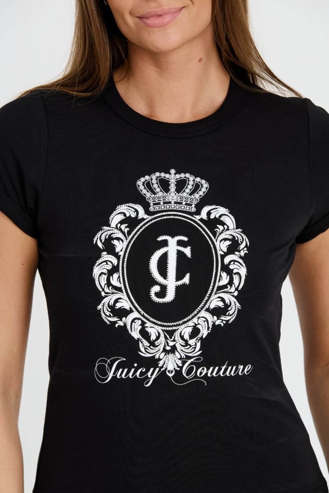 Tricoul negru Heritage Crest Fitted pentru femei JUICY COUTURE 