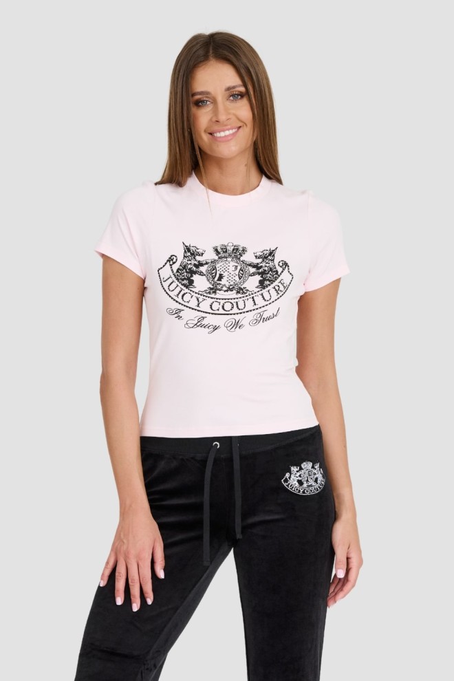 JUICY COUTURE Różowy t-shirt Enzo Dog Crest