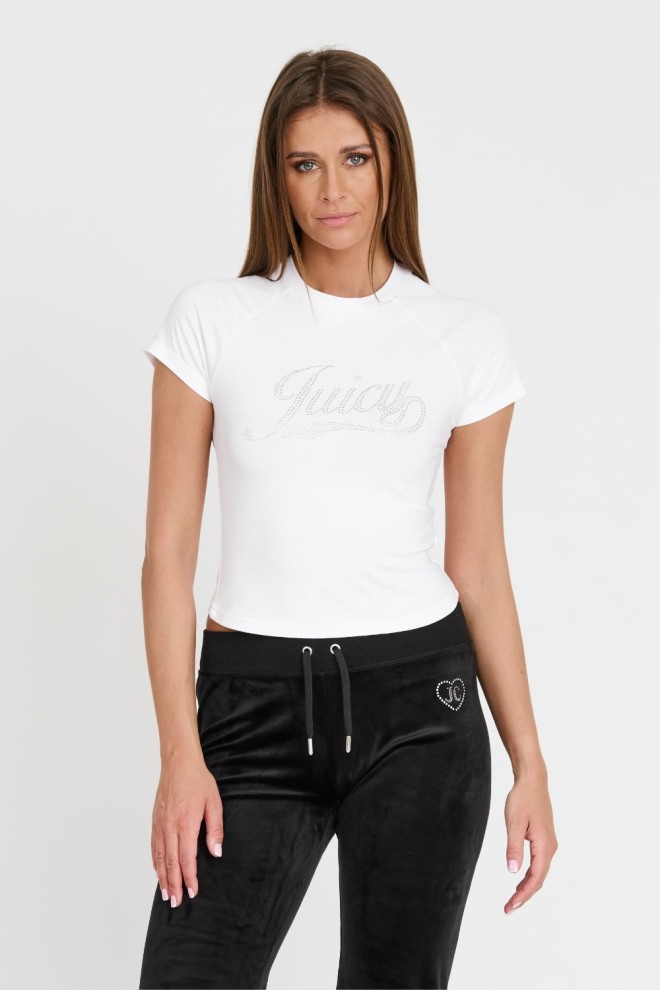 JUICY COUTURE White Retroshrunken Tee pentru femei