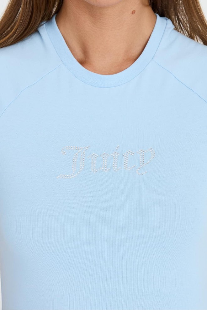 JUICY COUTURE Blue Shrunken Diamante Tee