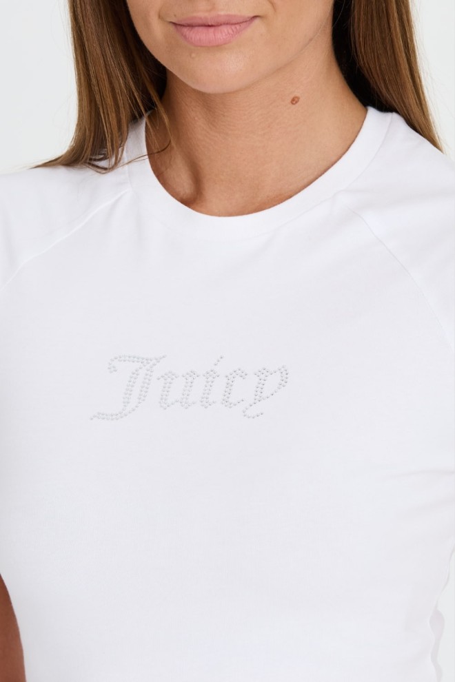 JUICY COUTURE Biały t-shirt Shrunken Diamante Tee