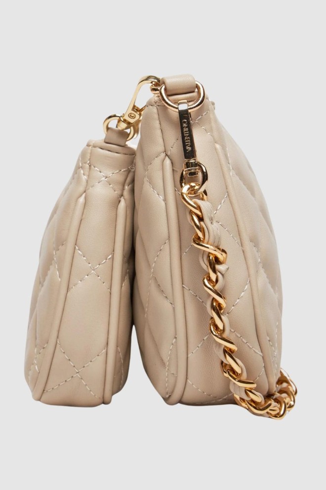 VALENTINO Double Beige Ocarina Crossbody Handbag