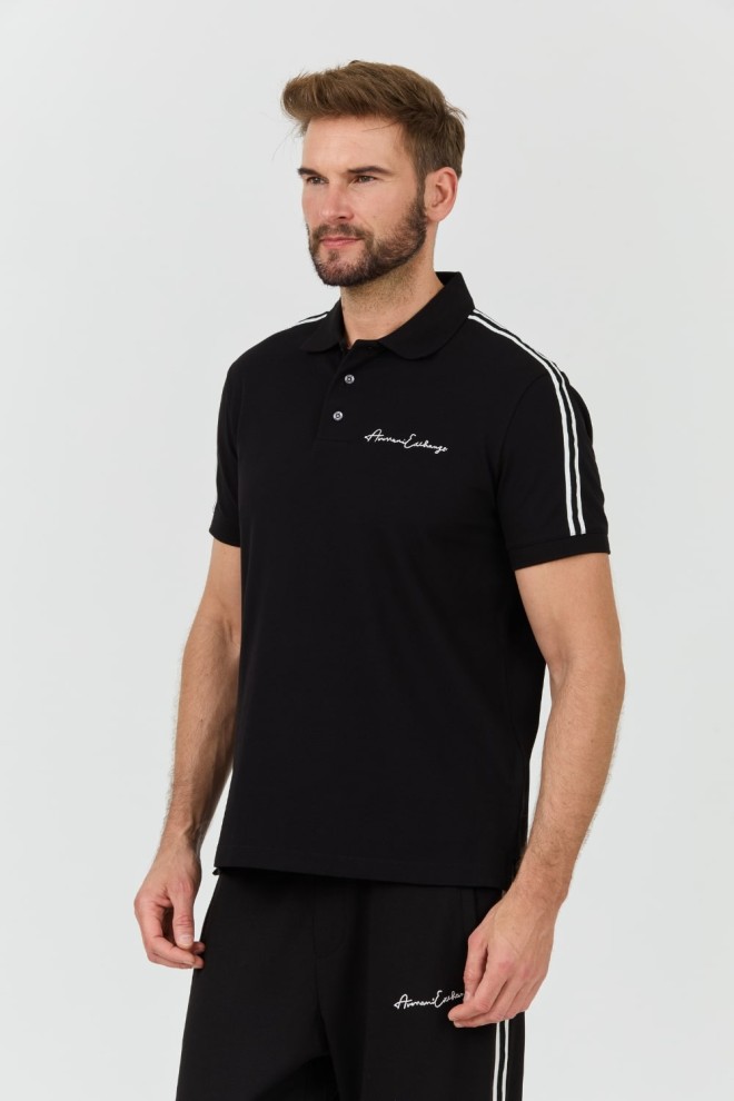 ARMANI EXCHANGE Polo negru pentru bărbați