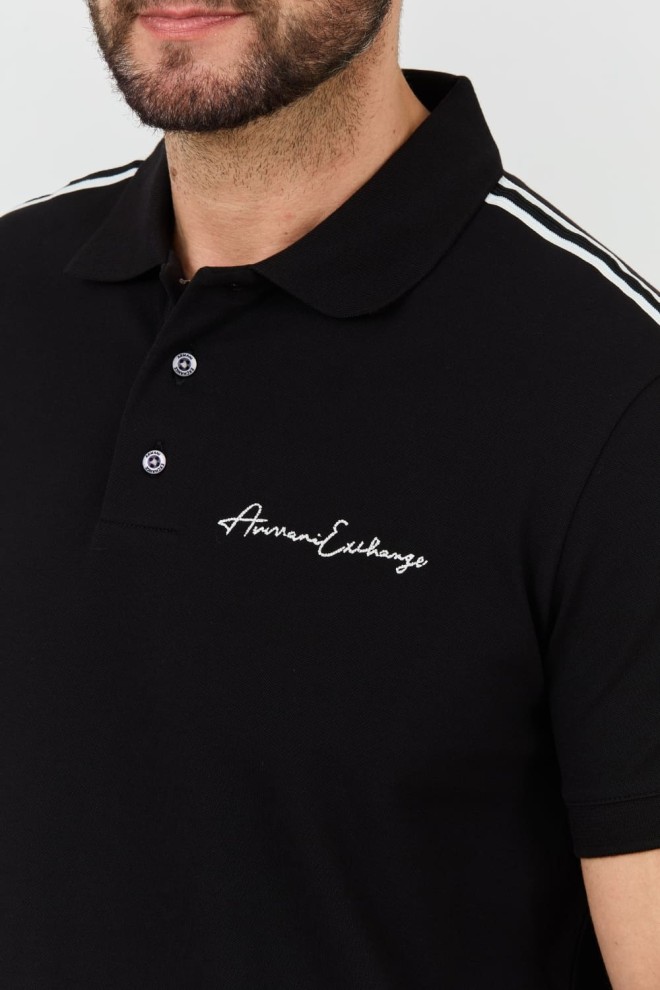 ARMANI EXCHANGE Polo negru pentru bărbați