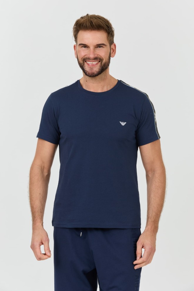 EMPORIO ARMANI navy blue logo bande t-shirt