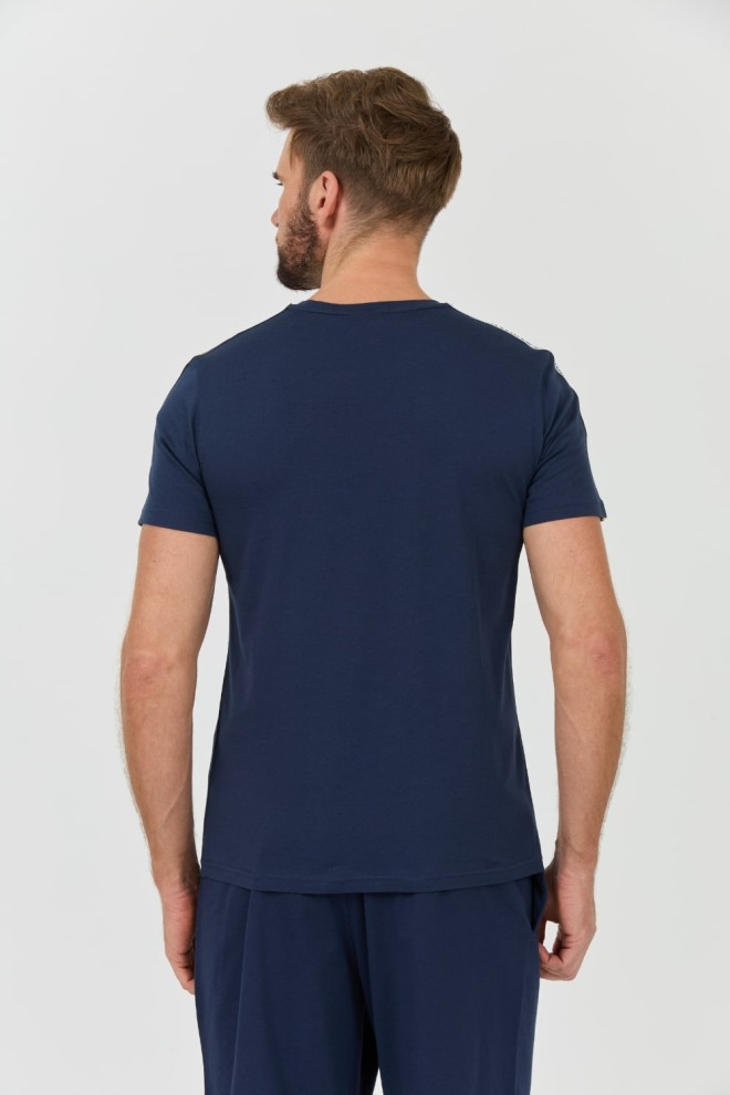 EMPORIO ARMANI navy blue logo bande t-shirt