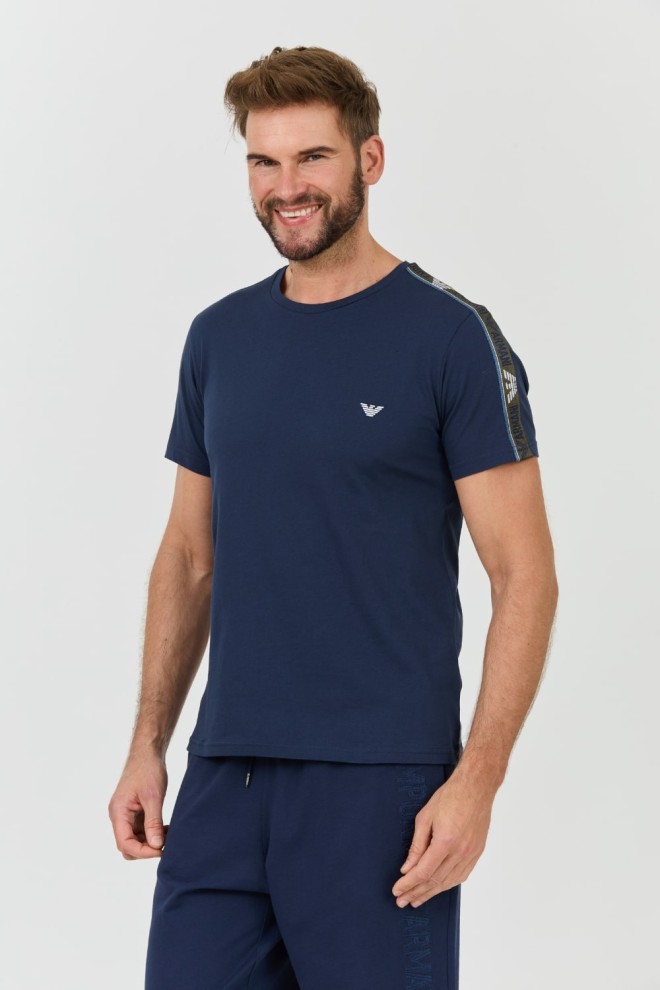 EMPORIO ARMANI navy blue logo bande t-shirt