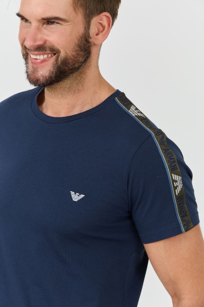 EMPORIO ARMANI Tricoul cu logo-ul bandei pentru bărbați, albastru marin