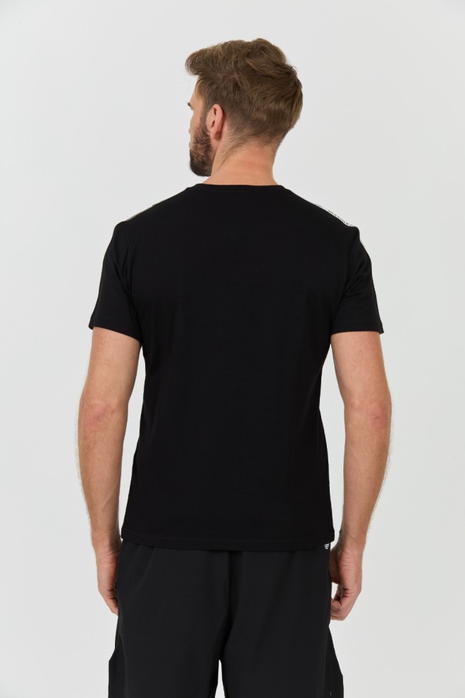 EMPORIO ARMANI Tricou negru cu logo-ul bandei pentru bărbați
