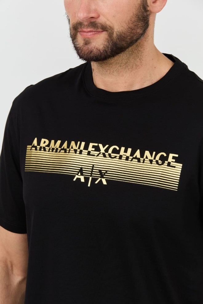 ARMANI EXCHANGE Чорна футболка з короткими рукавами