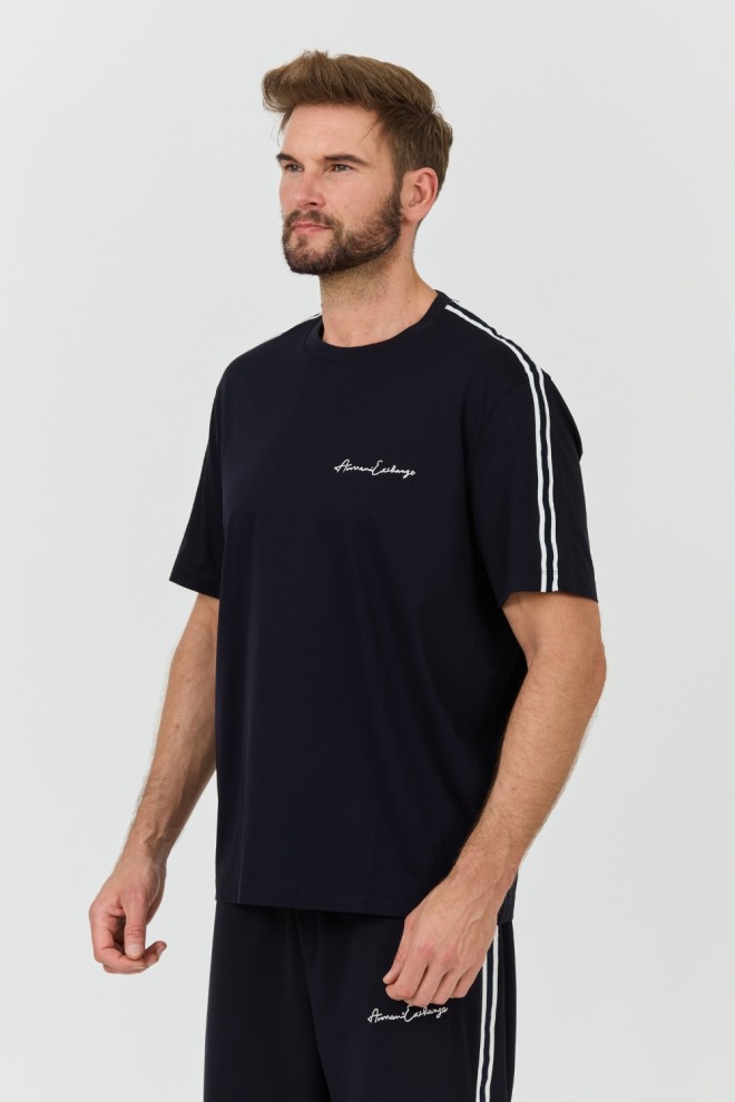 Tricou albastru marin pentru bărbați ARMANI EXCHANGE 