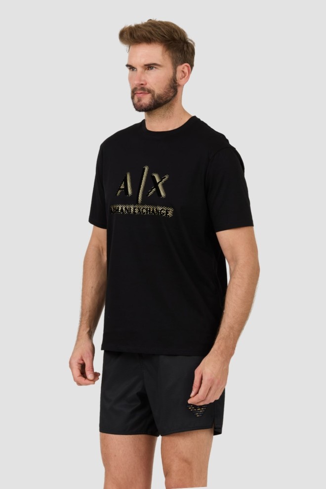 ARMANI EXCHANGE Black t-shirt with gold logo