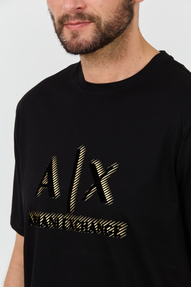 ARMANI EXCHANGE Black t-shirt with gold logo