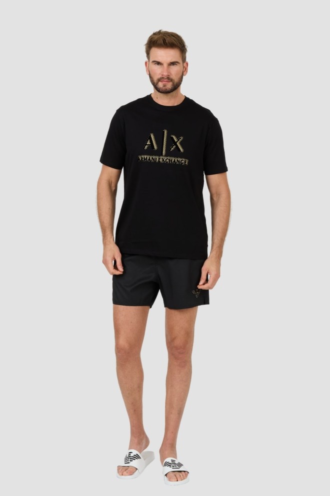 ARMANI EXCHANGE Black t-shirt with gold logo