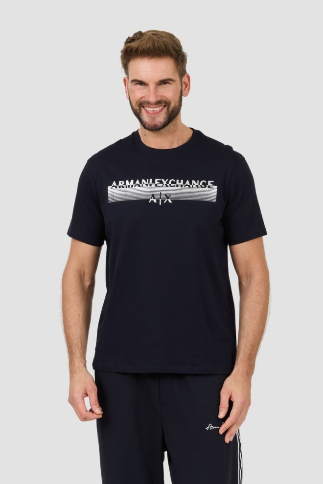 ARMANI EXCHANGE Navy blue t-shirt with silver logo