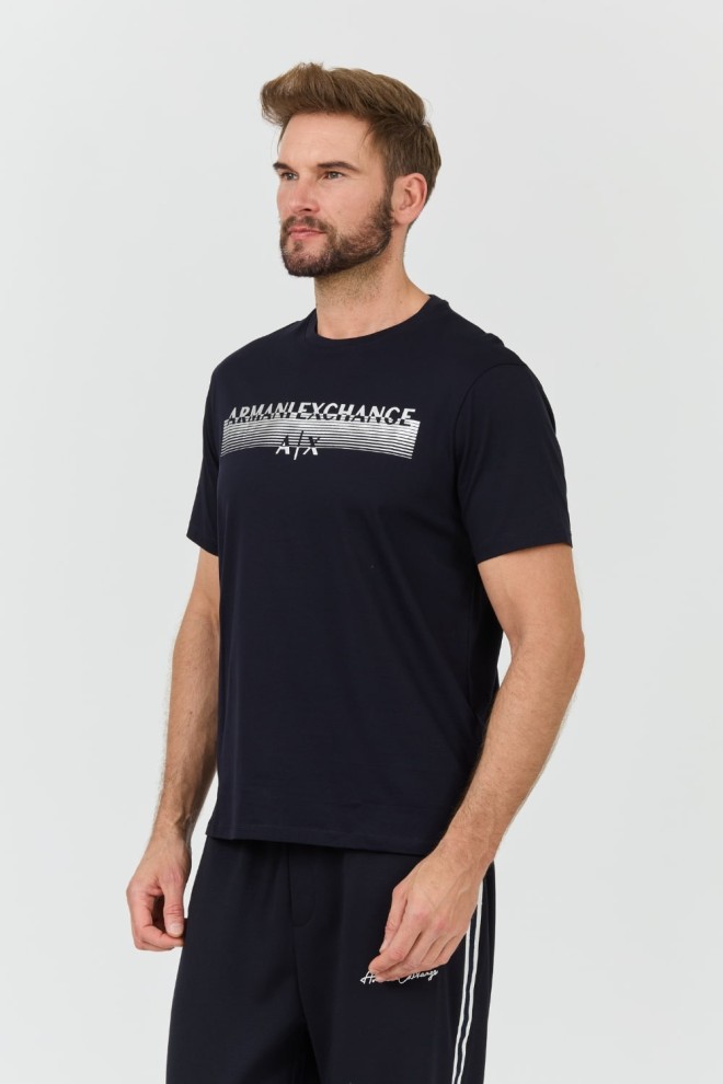 ARMANI EXCHANGE Navy blue t-shirt with silver logo